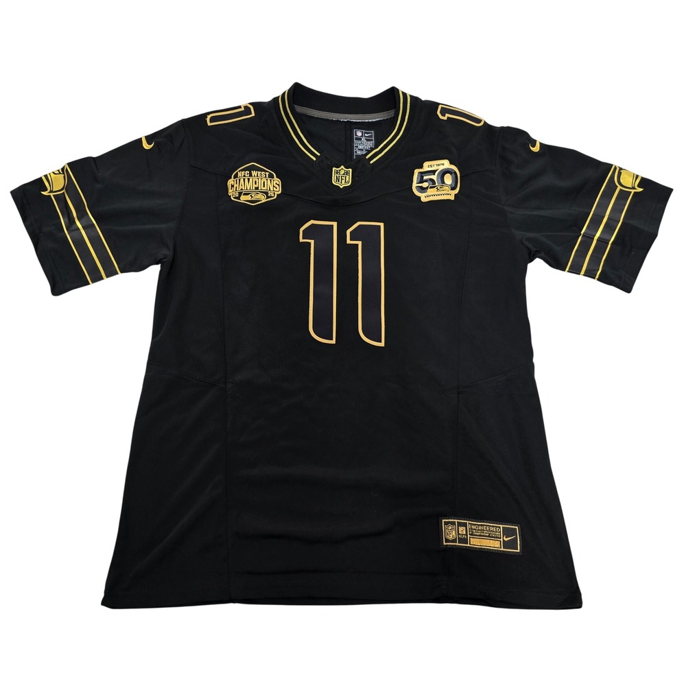Seattle Seahawks Smith-Njigba 11 Jersey Black Gold 50th Anniversary XL EUC